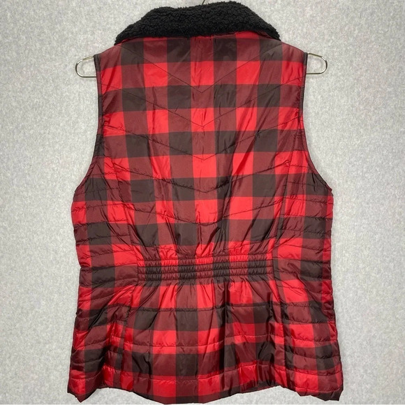 Talbots Faux Fur Buffalo Plaid Puffer Vest - Picture 7 of 10